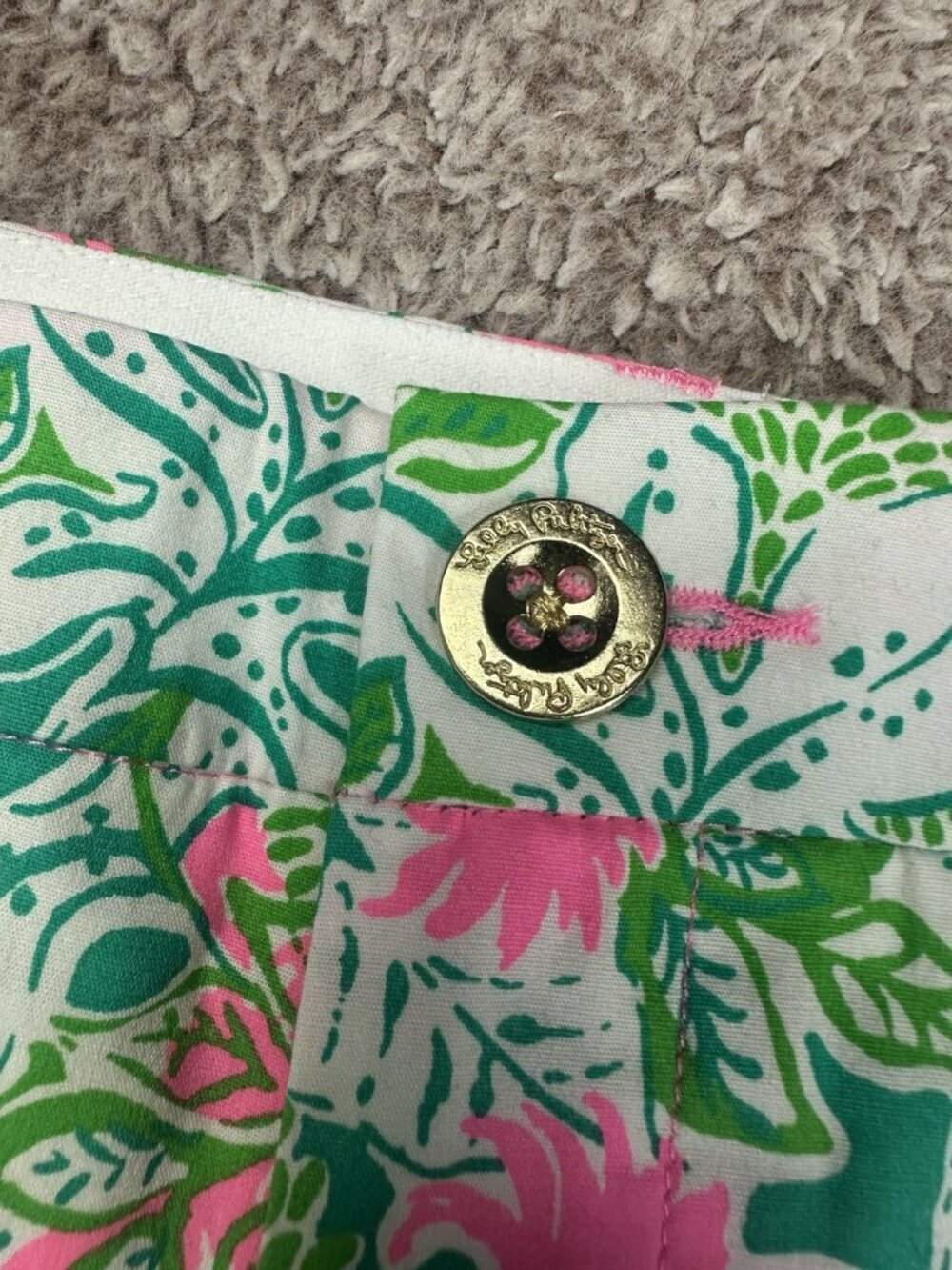 LillyPulitzer Gretchen 5” High-Rise Shorts Botanical Green Just Wing It Size 10 - Picture 7 of 16